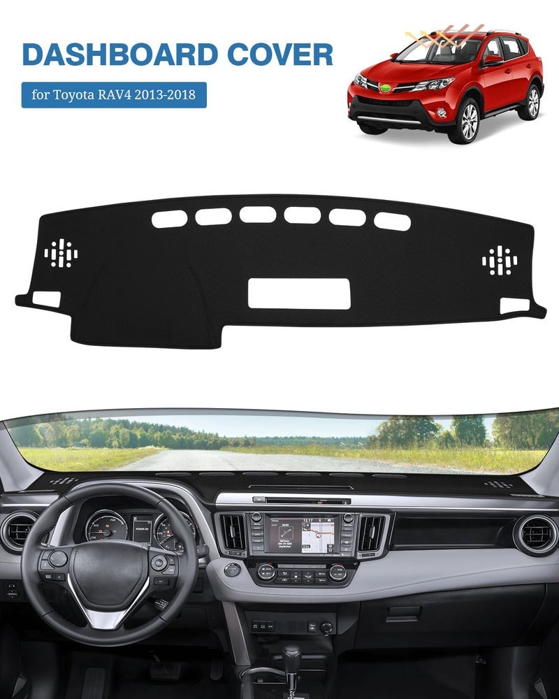FIILINES Dash Cover Compatible with Toyota RAV4 2013 2014 2015 2016 2017 2018 Dashboard Mat Cover RAV4 Accessories Sunshade Nonslip Mesh Protector No Glare - Image 2